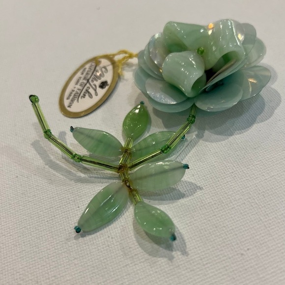 Mr. John Couturier Jewels Vintage Flower Brooch Green - Picture 8 of 9